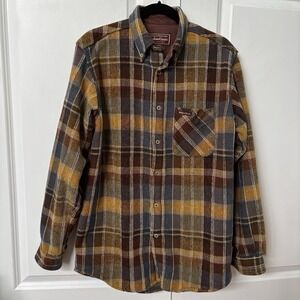Vintage Marlboro Classics Plaid Shirt Mens L Brown Overshirt Wool Lumberjack 90s